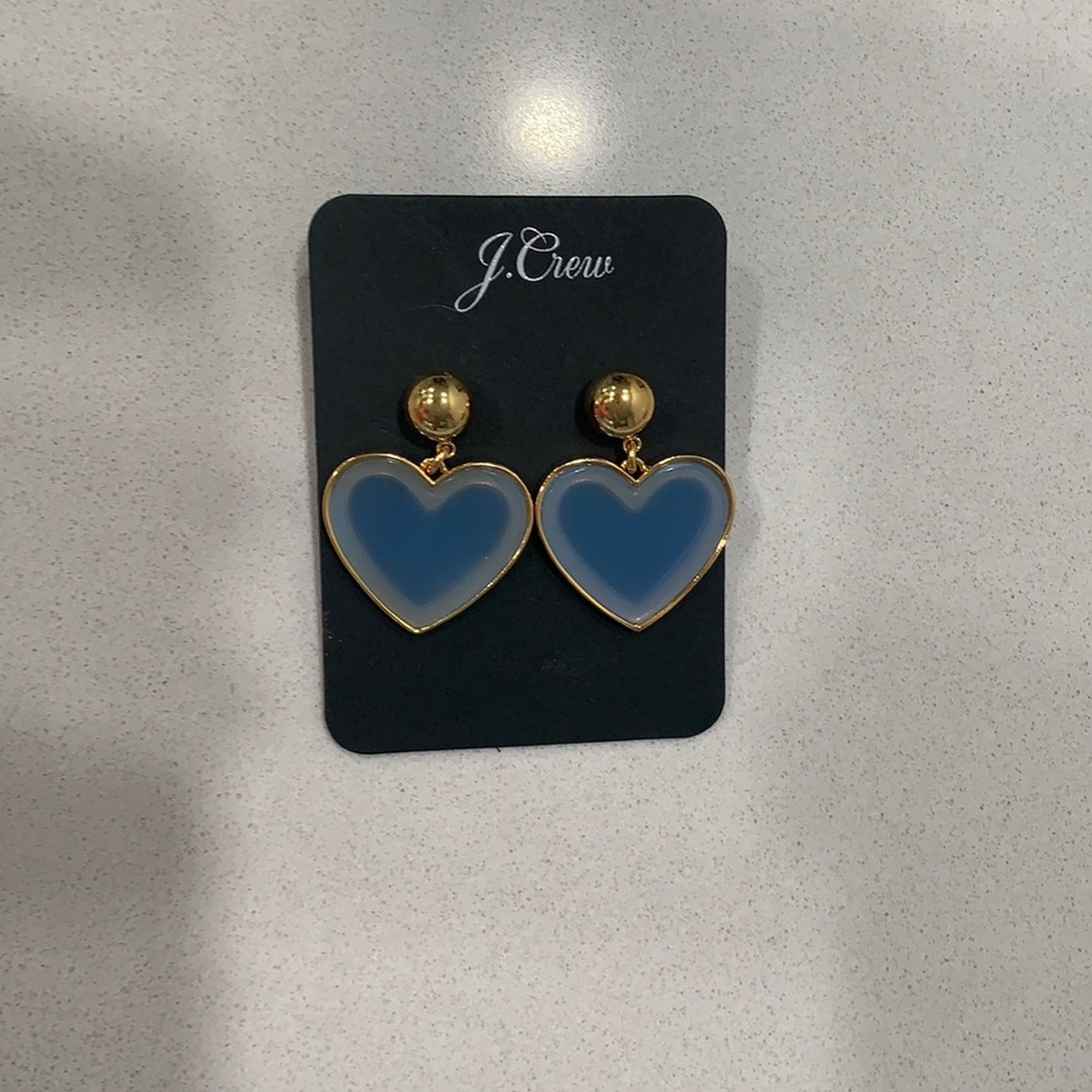 NWT J.crew blue & gold heart earrings